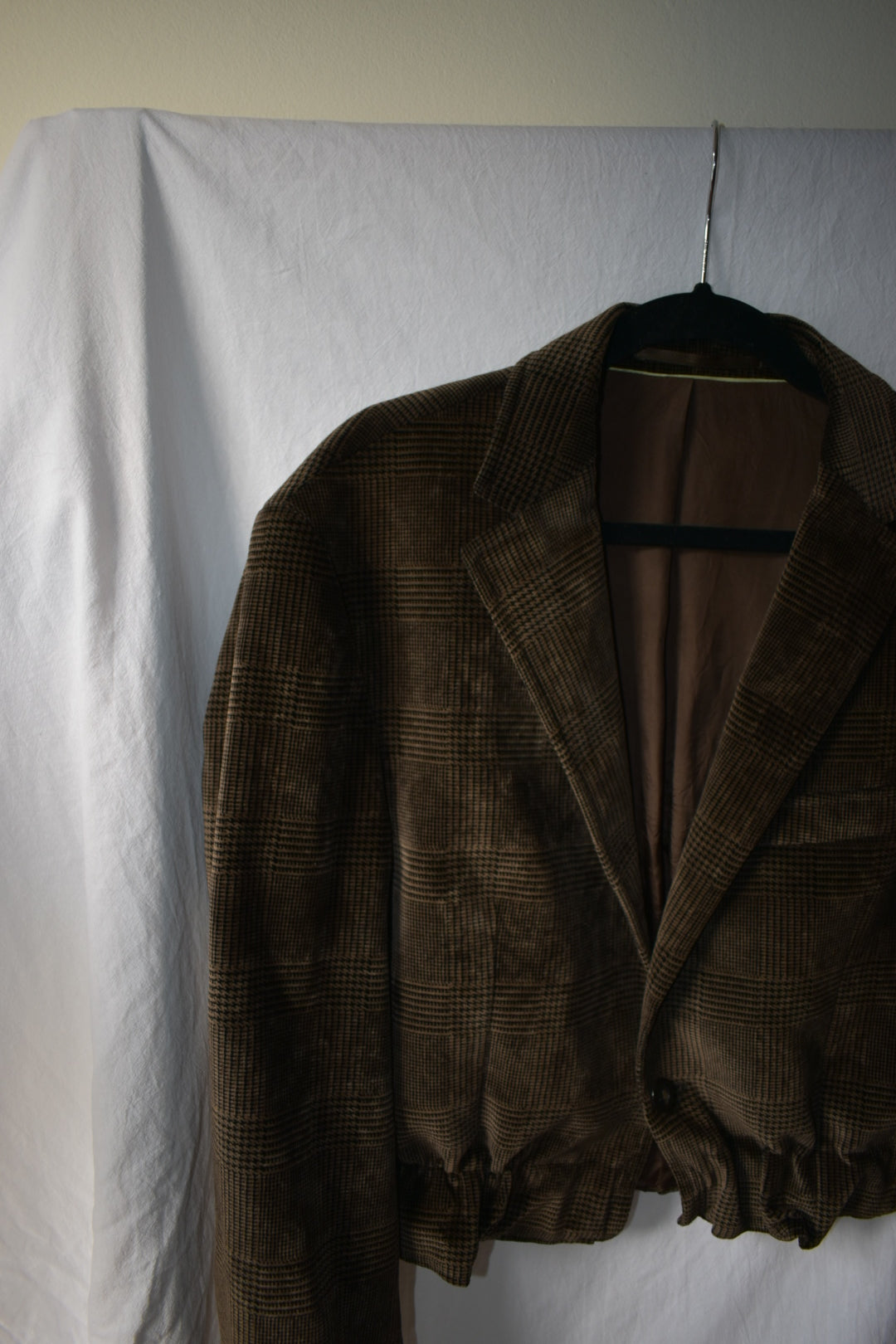 Bomber blazer with fur sleeves | Chocolate Brown