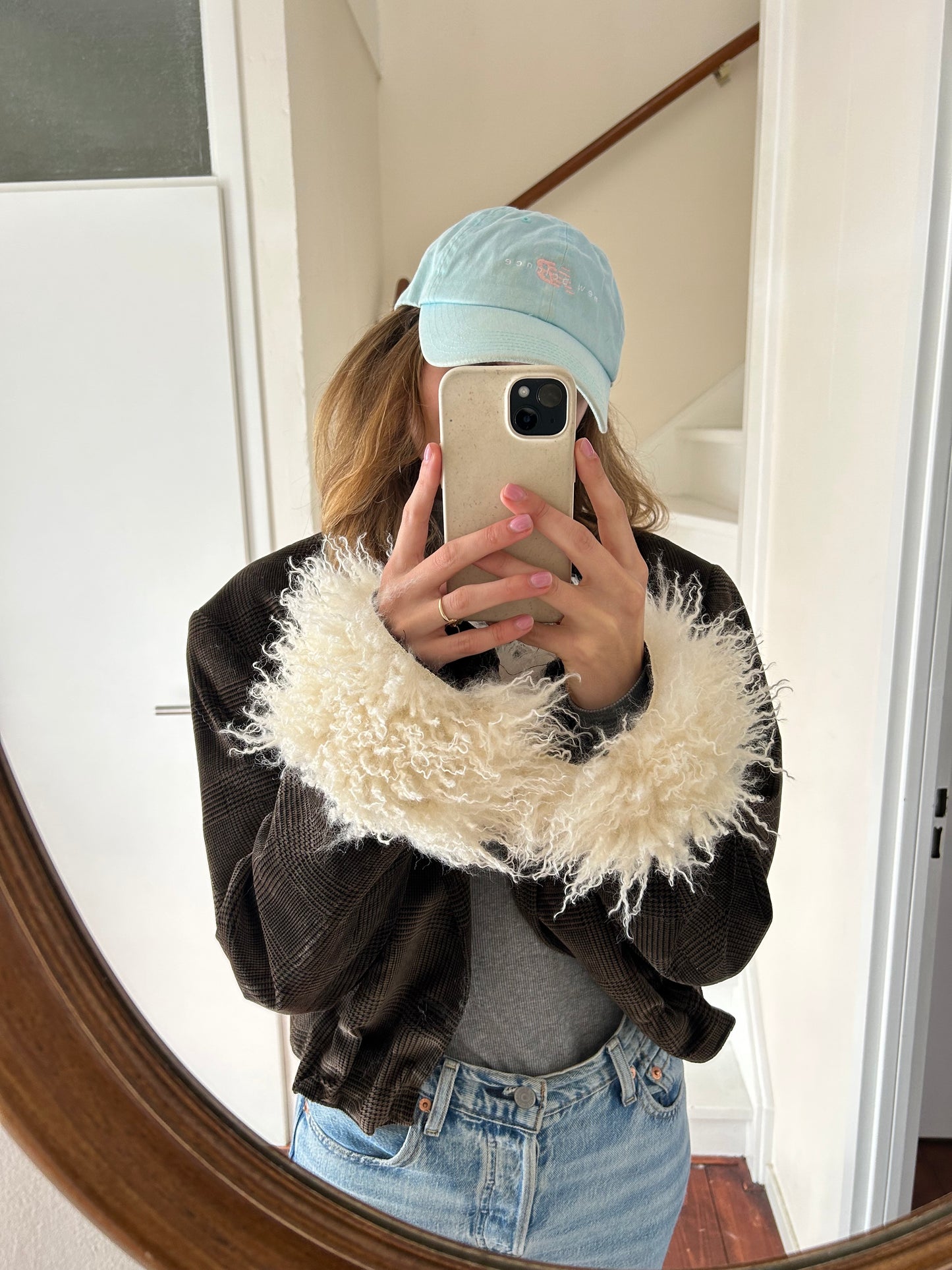 Bomber blazer with fur sleeves | Chocolate Brown