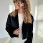 Cropped blazer with fur sleeves